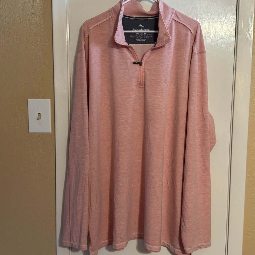 NWOT Tommy Bahama Men’s 3XL Pink Heather Quarter Zip Pullover
